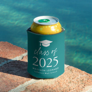 Modern Class of 2025 Script Red Graduation Can Cooler