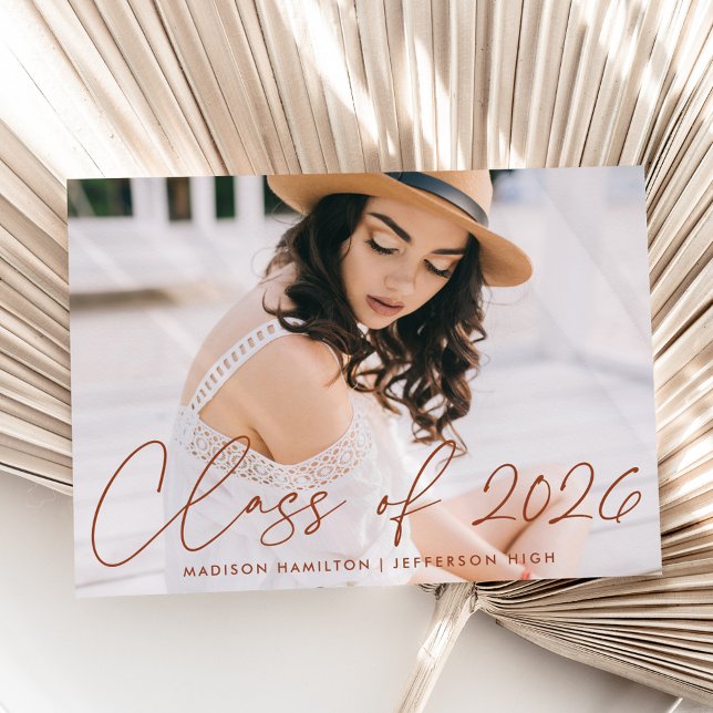 Modern Class of 2025 Terracotta Script Photo Announcement (Creator Uploaded)