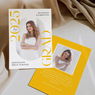 Modern Class of 2025 Yellow 2 Photo Graduation Announcement