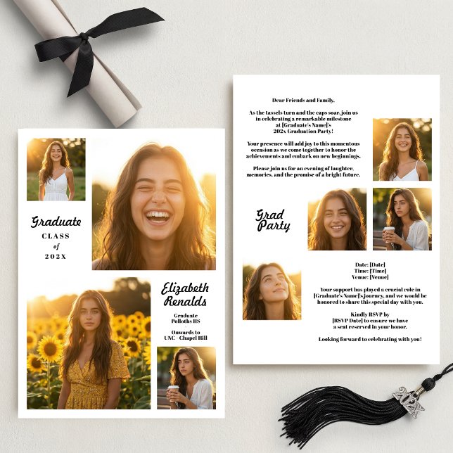 Modern Class of 2026 Multi Photo Graduation Party Invitation (Creator Uploaded)