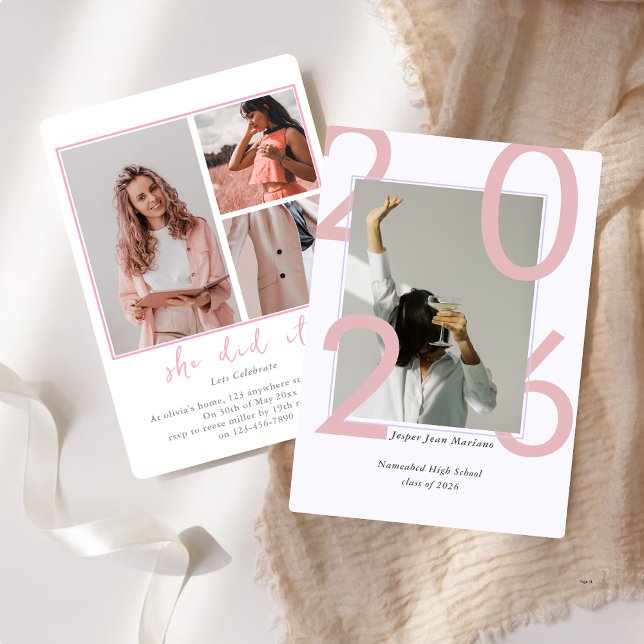 Modern Class of 2026 Photo Minimal Graduation  Invitation (Creator Uploaded)