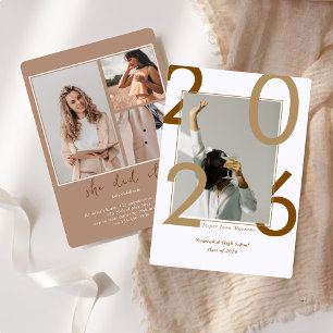 Modern Class of 2026 Photo Minimal Graduation  Invitation