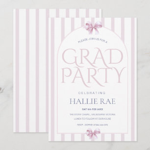 Modern Class of 2026 Pink Bow Graduation Party  Invitation