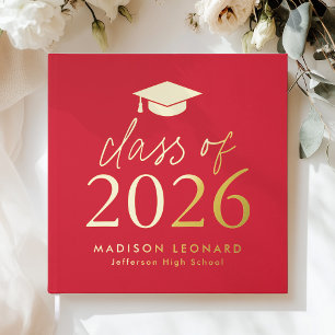 Modern Class of 2026 Red Photo Graduation Guest Book