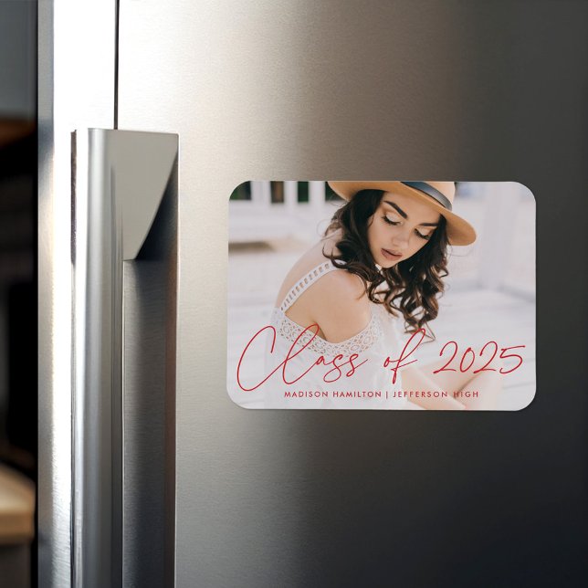 Modern Class of 2026 Red Script Graduation Magnet (Creator Uploaded)