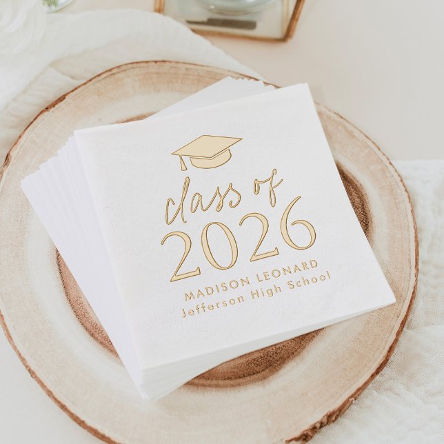 Modern Class of 2026 Script Graduation Foil Napkins (Creator Uploaded)