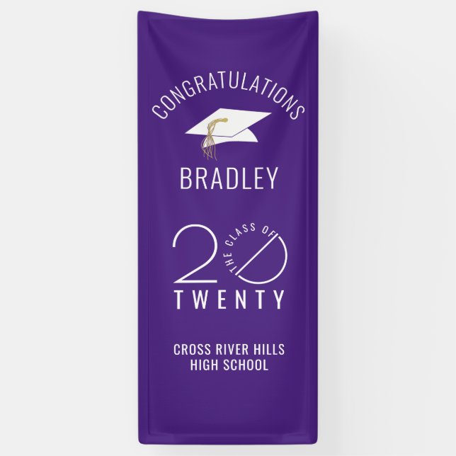 Modern CLASS OF 20XX Purple Graduation Door Banner (Vertical)