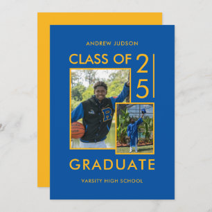 Modern Class Of 25 Blue 2 Photos Open House Invitation
