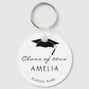 Modern Class of and Graduate Name Graduation Key Ring