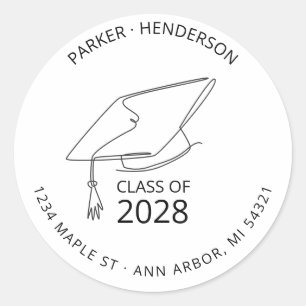Modern Class of  Graduate Return Address Classic Round Sticker
