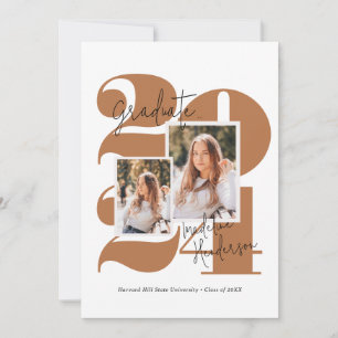 Modern Class Year 5 Photo Terracotta Graduation Announcement