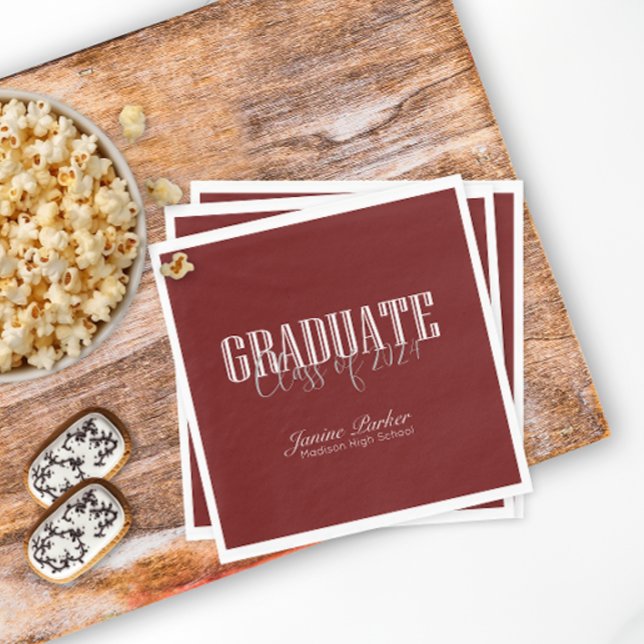 Modern Class Year Classic Red Graduation Party Napkin (Creator Uploaded)
