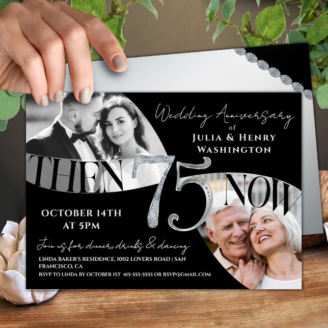 Modern Classic 75th Wedding Anniversary Invitation (Creator Uploaded)