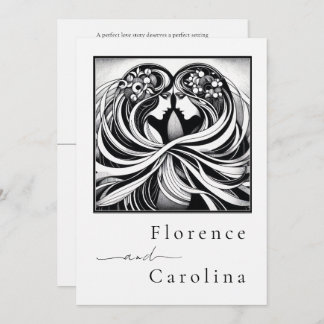 Modern Classic Art Deco Black & White Wedding  Invitation