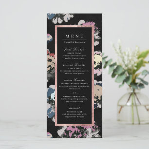 Modern classic black abstract floral wedding menu