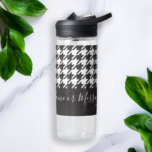 Modern Classic Black and White Houndstooth Water Bottle