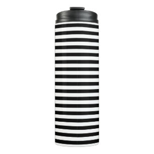 Modern Classic Black and White Striped Thermal Tumbler