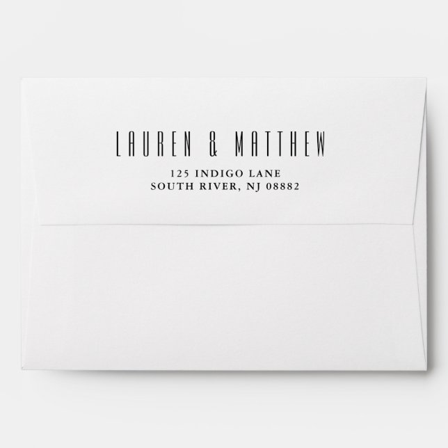 Modern Classic | Black and White Wedding Envelope (Back (Top Flap))