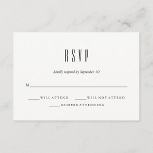 Modern Classic Black and White Wedding RSVP Card