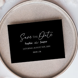 Modern Classic Black Flat Save The Date Card