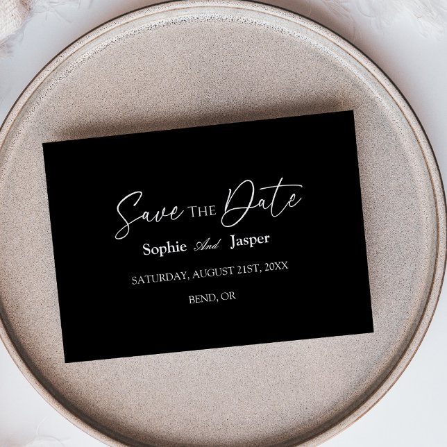 Modern Classic Black Flat Save The Date Card (Creator Uploaded)