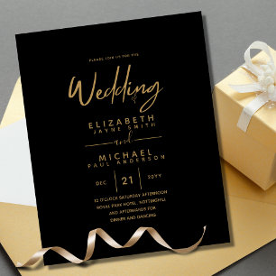 Modern Classic Black Gold Budget Wedding Invites