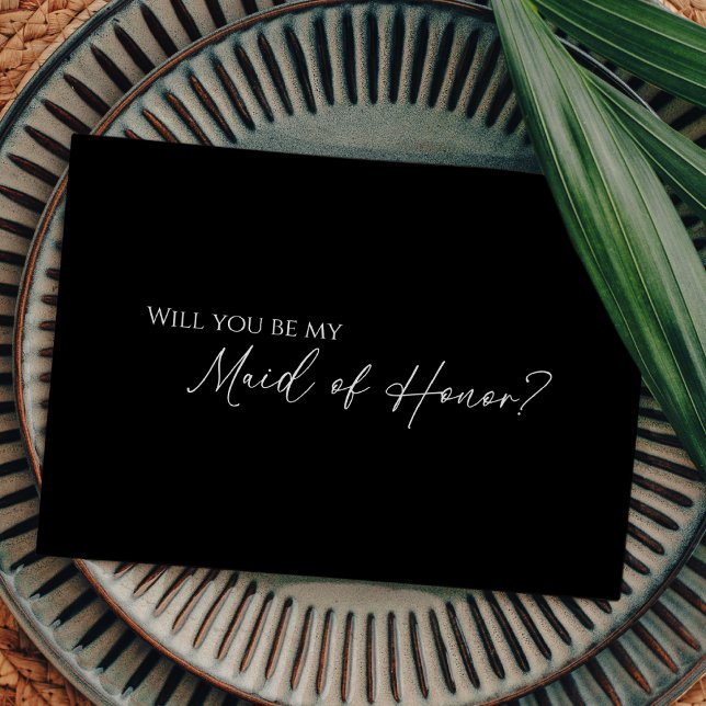 Modern Classic Black Maid Of Honour Proposal Card (Creator Uploaded)