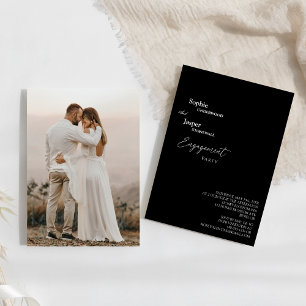 Modern Classic Black Photo Engagement Party Invitation