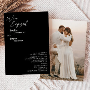 Modern Classic Black Photo We're Engaged Invitation