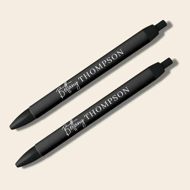 Modern Classic Black & Script Monogram Black Ink Pen (Creator Uploaded)