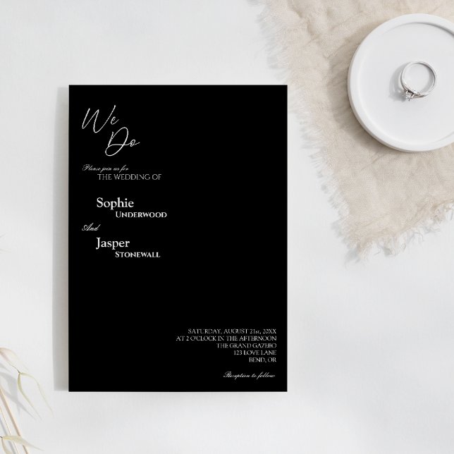 Modern Classic Black We Do Wedding Invitation (Creator Uploaded)