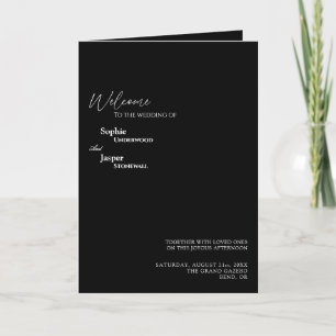 Modern Classic Black Wedding Folded Program Programme