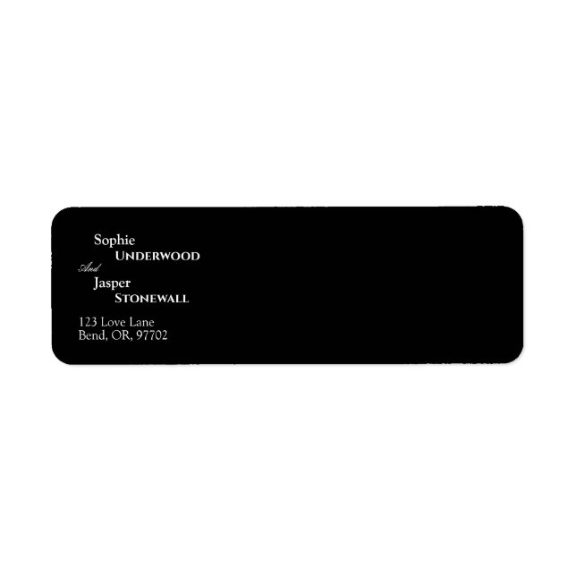 Modern Classic Black Wedding Return Address Label (Front)