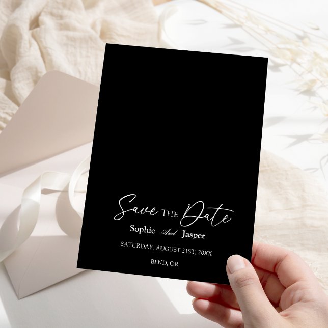 Modern Classic Black Wedding Save The Date (Creator Uploaded)