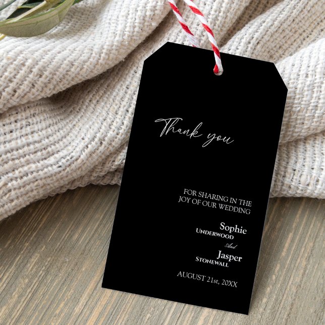 Modern Classic Black Wedding Thank You Gift Tag (Creator Uploaded)
