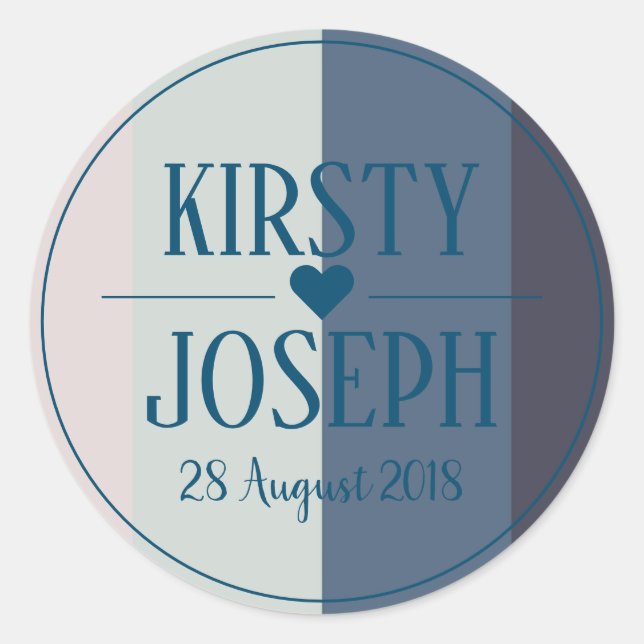 Modern Classic Blue Beach Wedding Sticker (Front)