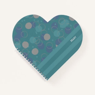 Modern Classic Blue Circles Pattern First Name Notebook