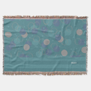 Modern Classic Blue Circles Pattern First Name Throw Blanket