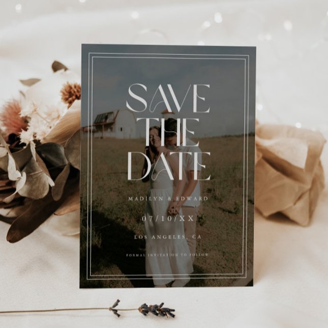 Modern Classic Bold Typography Wedding Full Photo Save The Date (Creator Uploaded)