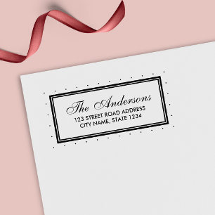 Modern Classic Border Polka Dot Family Address Self-inking Stamp