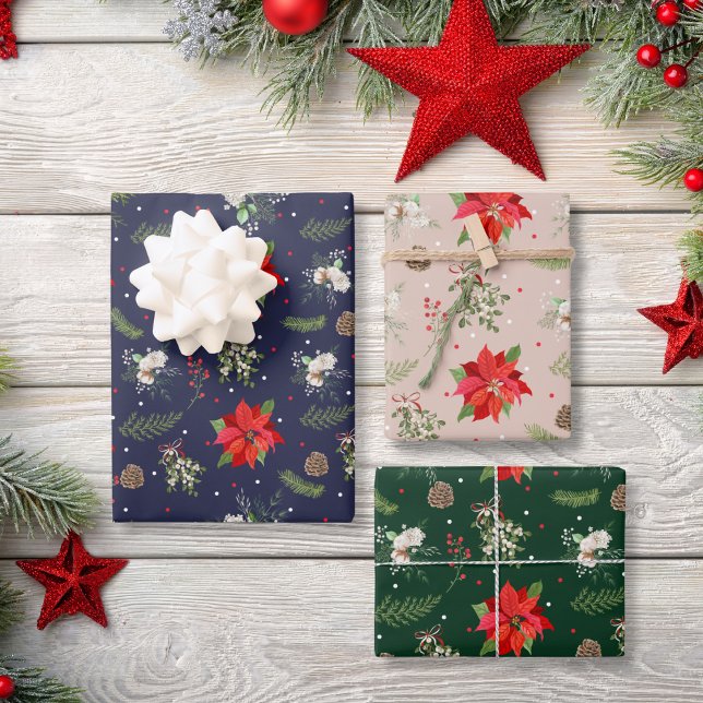 Modern Classic Botanical Greenery Berry Christmas Wrapping Paper Sheet (Creator Uploaded)