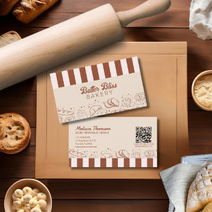 Modern Classic Brown Beige Bakery Shop  Business Card