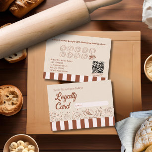 Modern Classic Brown Beige Bakery Shop  Loyalty Card