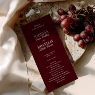 Modern Classic Burgundy Wedding Ceremony Program