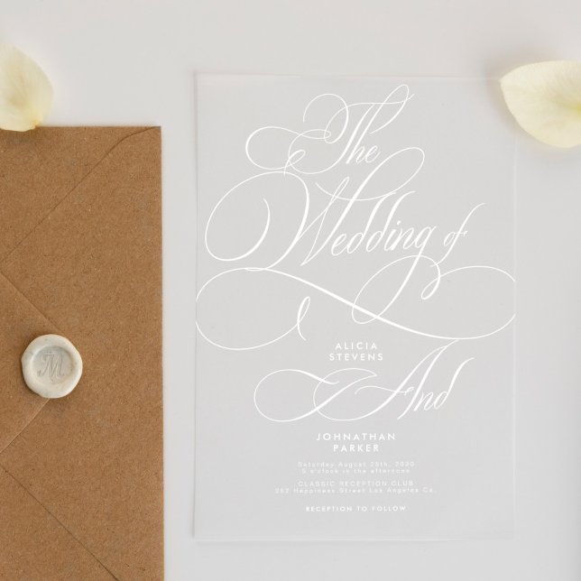 Modern classic calligraphy script clear wedding acrylic invitations (Creator Uploaded)