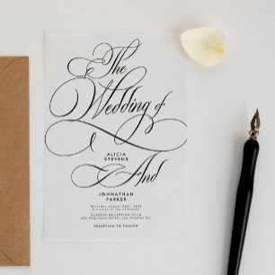 Modern classic calligraphy script clear wedding acrylic invitations
