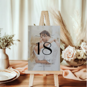Modern Classic Calligraphy Wedding Photo Table Number