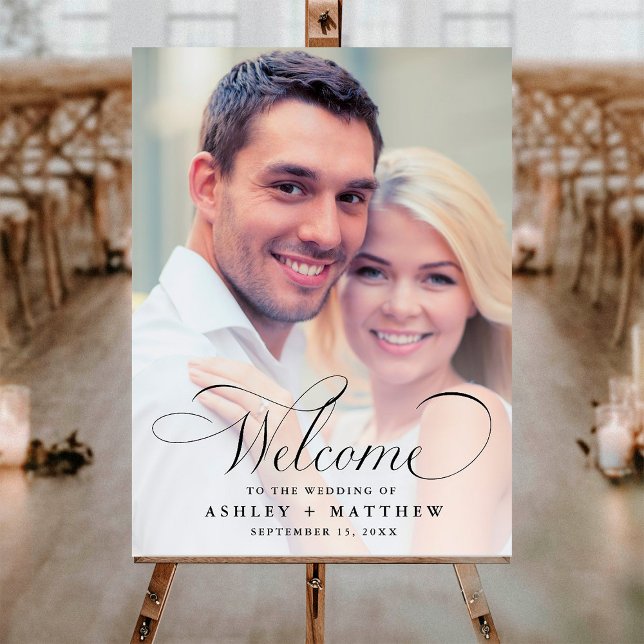 Modern Classic Calligraphy Wedding Welcome Photo Poster (Creator Uploaded)