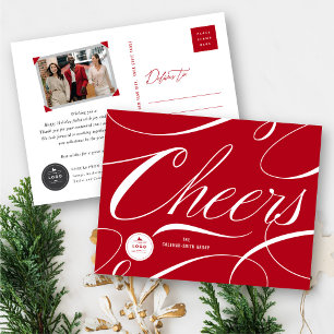Modern Classic Cheers Calligraphy Elegant Business Holiday Postcard