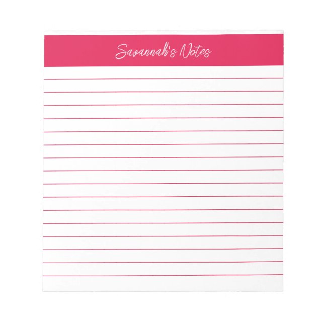 Modern Classic Cherry Red Script Personalised Notepad (Front)
